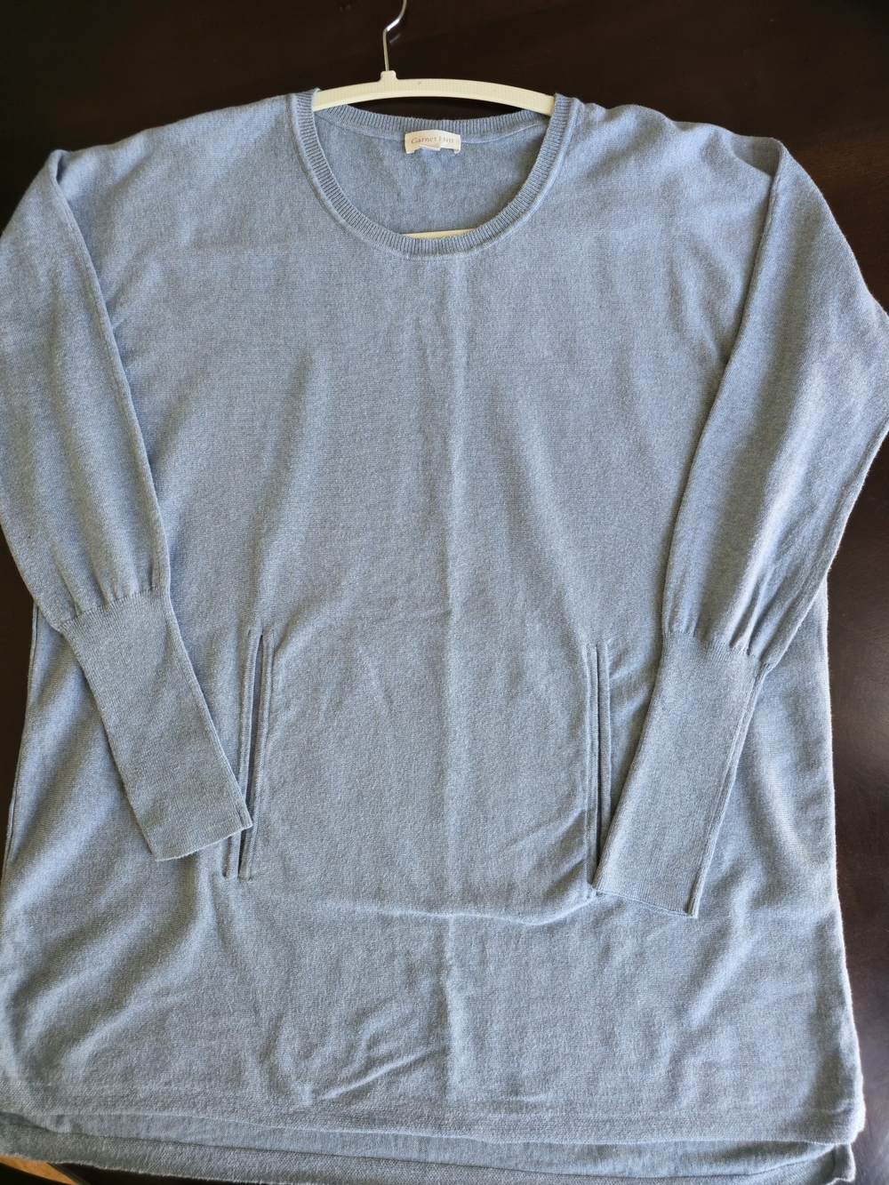 Garnet Hill Light Blue Crewneck Tunic Sweater Organic Cotton